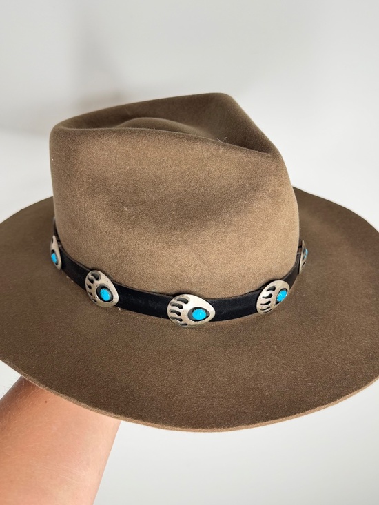 Vintage Thoroughbred Pedigreed Moleskin Turquoise Bear Claw Cowboy Hat main image 12